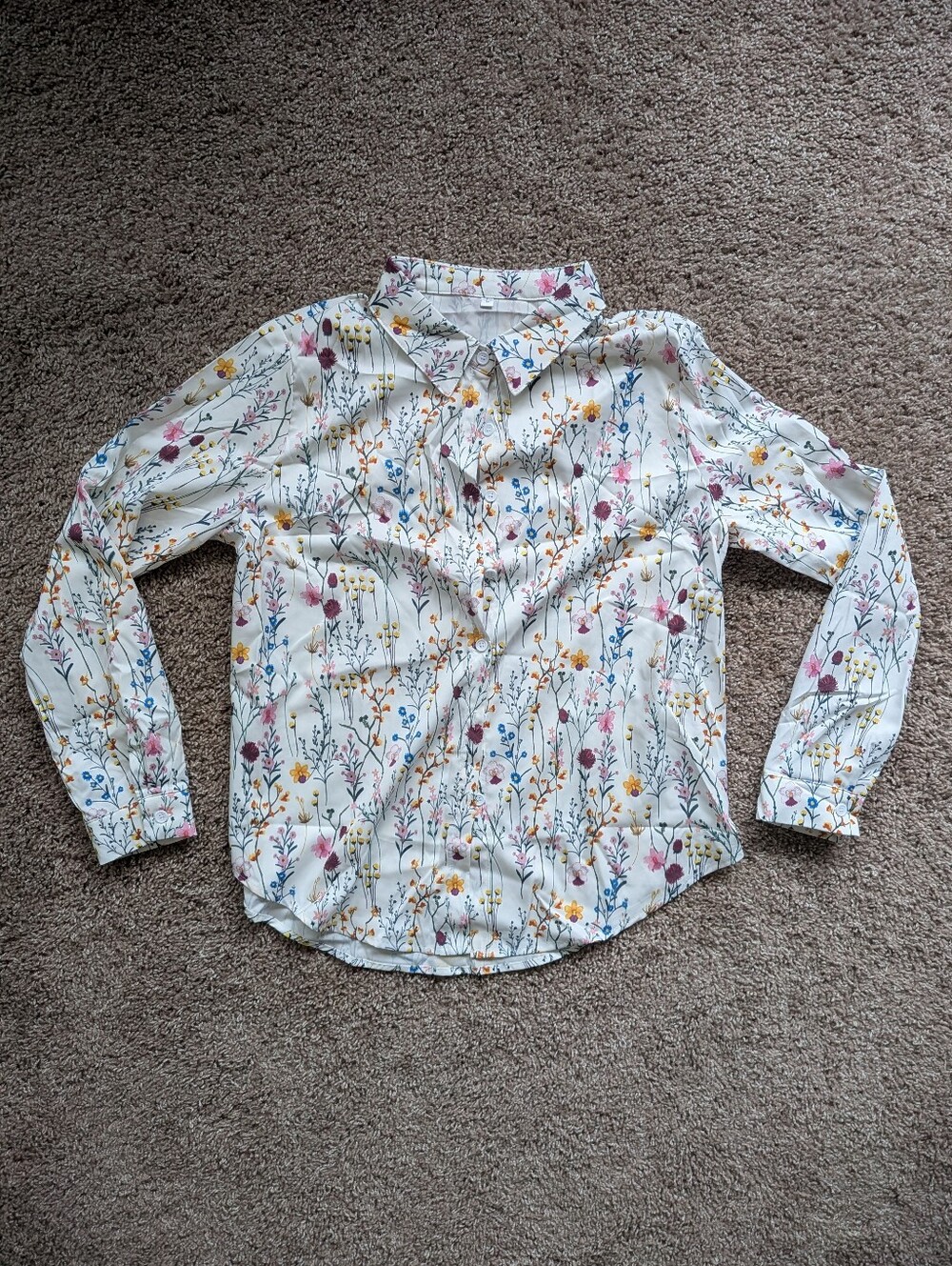 Floral Wildflower Button Up Blouse Women's Large - Picture 1 of 9